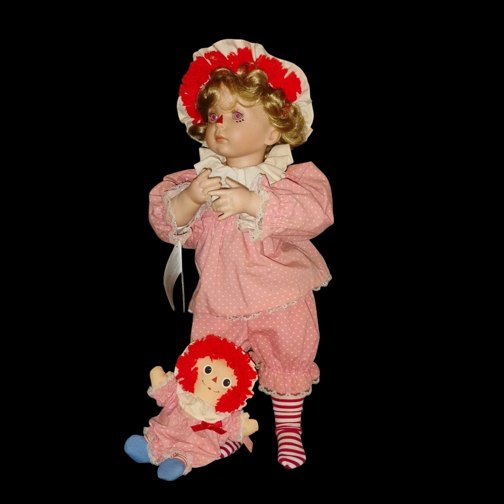 Danbury Mint Baby Annie 19-in Doll With Raggedy Annie Baby Doll